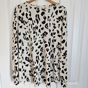 Tickled Teal Black and Cream Leopard Print Tunic Plus Size 2X